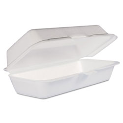 Dart Foam Hot Dog Container/Hinged Lid, 7-1/1 x3-4/5x2-3/10, White,125/Bag, 4 Bags/Ct (DCC72HT1)