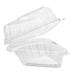 Dart Showtime Clear Hinged Containers, Pie Wedge, 6 2/3 oz, Plastic, 125/PK, 2 PK/CT