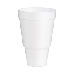 Dart Foam Drink Cups, 32 oz, Tapered Bottom, White, 25/Bag, 20 Bags/Carton