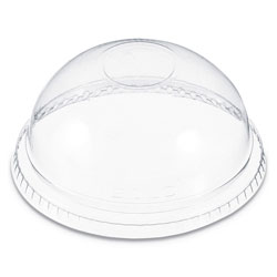 Dart Plastic Dome Lid, No-Hole, Fits 9-22 oz. Cups, Clear, 100/Sleeve, 10 Sleeves/Carton
