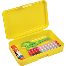 Deflecto Antimicrobial Pencil Box Yellow - External Dimensions: 5.4 in Width x 8 in Depth x 2 in Height - Snap Closure - Plastic - Yellow