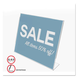 Deflecto Classic Image Slanted Sign Holder, Landscaped, 11 x 8 1/2 Insert, Clear