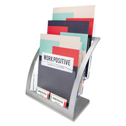 Deflecto 3-Tier Literature Holder, Leaflet Size, 11.25w x 6.94d x 13.31h, Silver