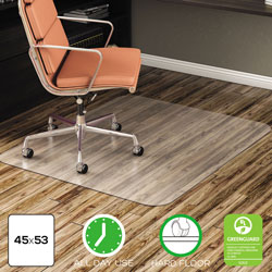 Deflecto EconoMat All Day Use Chair Mat for Hard Floors, 45 x 53, Rectangular, Clear