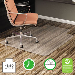 Deflecto EconoMat All Day Use Chair Mat for Hard Floors, Lip, 46 x 60, Low Pile, Clear