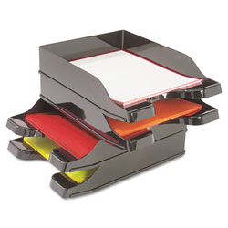 Deflecto Docutray Multi-Directional Stacking Tray Set, 2 Sections, Letter to Legal Size Files, 10.13" x 13.63" x 2.5", Black, 2/Pack (DEF63904)