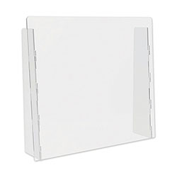 Deflecto Counter Top Barrier with Full Shield, 27 in x 6 in x 23.75 in, Acrylic, Clear, 2/Carton