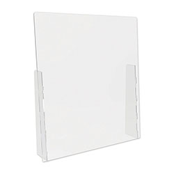 Deflecto Counter Top Barrier with Full Shield, 31.75 in x 6 in x 36 in, Acrylic, Clear, 2/Carton