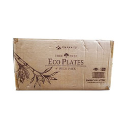 Emerald Tree-Free Farm to Paper Agricultural Waste Plate, 9 in Diameter, White, 100/Sleeve, 4 Sleeves/Carton