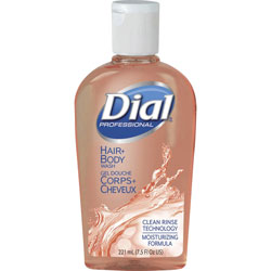 Dial Hair Plus Body Wash, Peach Scent, 7.5 fl oz (221.8 mL), Flip Top Bottle Dispenser, Bacteria Remover, Hair, Body, Orange