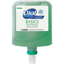 Dial Basics Hypoallergenic Foaming Hand Wash Refill for Dial 1700 Dispenser, Honeysuckle, with Vitamin E, 1.7 L, 3/Carton