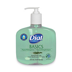 Dial Basics MP Free Liquid Hand Soap, Unscented, 16 oz Pump Bottle, 12/Carton