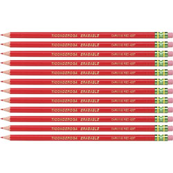 Dixon Ticonderoga Colored Pencils, w/Eraser, Erasable, HB-Med, 72/PK, Red