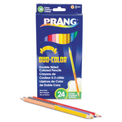 Prang Duo-Color Colored Pencil Sets, 3 mm, 2B (#1), Assorted Lead/Barrel Colors, Dozen
