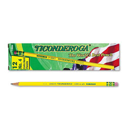Dixon Ticonderoga Pencils, 2H (#4), Black Lead, Yellow Barrel, Dozen