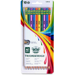 Dixon Ticonderoga Wood Pencils, No. 2, 10/PK, Assorted