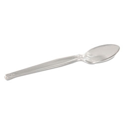 Dixie Plastic Cutlery, Heavyweight Teaspoon, Crystal Clear, 6 in, 1,000/Carton