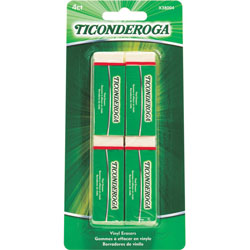 Dixon Ticonderoga White Erasers - White - Block - Vinyl - 4 / Pack - Soft, Latex-free, Smudge-free, Residue-free, Non-tearing, Non-toxic, Easy Grip