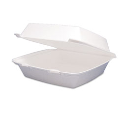 Dart Foam Container, Hinged Lid, 1-Comp, 8 3/8 x 7 7/8 x 3 1/4, 200/Carton