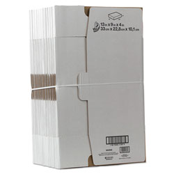 Duck® Self-Locking Mailing Box, Regular Slotted Container (RSC), 13 in x 9 in x 4 in, White, 25/Pack
