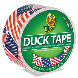 Duck® Colored Duct Tape, 3 in Core, 1.88 in x 10 yds, Red/White/Blue US Flag