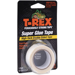 T-REX® Double Sided Super Glue Tape - 15 ft Length x 0.75 in Width - Acrylic - 1 / Each - White