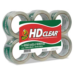 Duck® Heavy-Duty Carton Packaging Tape, 3 in Core, 1.88 in x 55 yds, Clear, 6/Pack