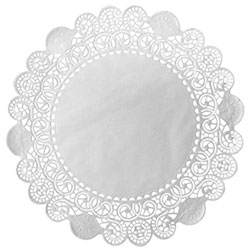Duni 8" Round French Lace Doilies, White