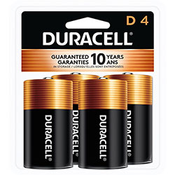 Duracell CopperTop Alkaline D Batteries, 4/Pack (DURMN1300R4Z)