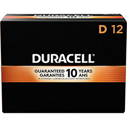 Duracell D Batteries, Coppertop, 12/BX, Black