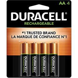 Duracell Rechargeable StayCharged NiMH Batteries, AA, 4/Pack