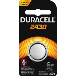Duracell 2430 3V Lithium Battery, For Pet Collar, CR2430, 3 V DC, Lithium (Li), 24/Carton