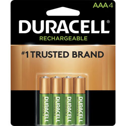 Duracell AAA Rechargeable Batteries, For Gaming Controller, Flashlight, Monitoring Device, Battery Rechargeable, AAA, Nickel Metal Hydride (NiMH), 96/Carton