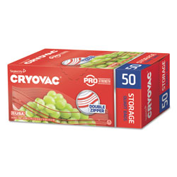 Diversey Cryovac One Quart Storage Bag Dual Zipper, 1 qt, 1.68 mil, 7 in x 7.94 in, Clear, 450/Carton