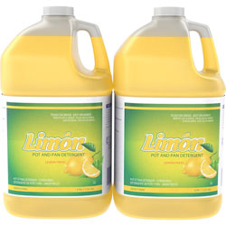 Diversey Limon Pot And Pan Detergent - Ready-To-Use/Concentrate Liquid - 128 fl oz (4 quart) - Lemon Fresh Scent - 2 / Carton - Yellow