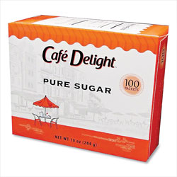 Cafe Delight Pure Sugar Packets, 0.10 oz Packet, 100 Packets/Box