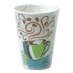 Dixie PerfecTouch Paper Hot Cups, 12 oz, Coffee Haze Design, Individually Wrapped, 1,000/Carton