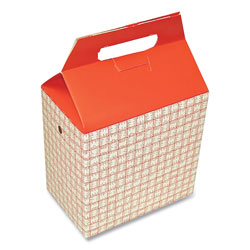 Dixie Take-Out Barn One-Piece Paperboard Food Box, Basket-Weave Plaid Theme, 8 x 5 x 8, Red/White, 125/Carton