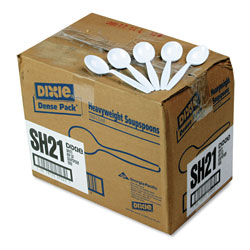 Dixie Plastic Cutlery, Heavyweight Soup Spoons, White, 1000/Carton