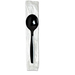 Dixie Individually Wrapped Spoons, Plastic, Black, 1,000/Carton