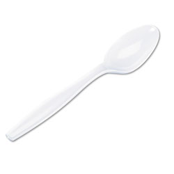 Dixie Plastic Cutlery, Heavyweight Teaspoons, White, 1000/Carton