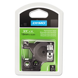 Dymo D1 High-Performance Polyester Permanent Label Tape, 0.75 in x 18 ft, Black on White