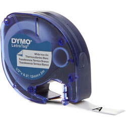 Dymo LetraTag 18771 Fabric Iron on Tape, 0.5 in x 6.5', 1 x Roll