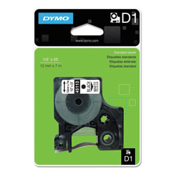 Dymo D1 High-Performance Polyester Removable Label Tape, 0.5 in x 23 ft, Black on White