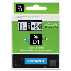 Dymo D1 High-Performance Polyester Removable Label Tape, 0.75 in x 23 ft, Black on White