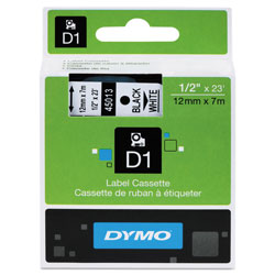 Dymo D1 High-Performance Polyester Removable Label Tape, 1/2 in x 23 ft, Black on White