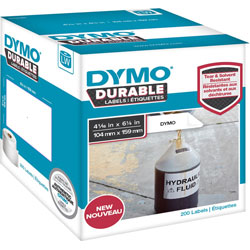 Dymo LW Durable 4-1/16 in x 6-1/4 in (104 mm x 159 mm) White Poly, 200 labels, 4 3/32 in x 6 17/64 in Length, Rectangle, Direct Thermal, White, Polypropylene,