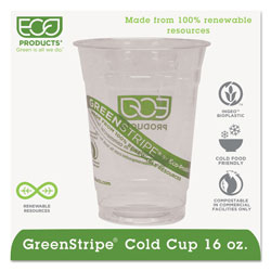 Eco-Products GreenStripe Renewable & Compostable Cold Cups - 16oz., 50/PK, 20 PK/CT
