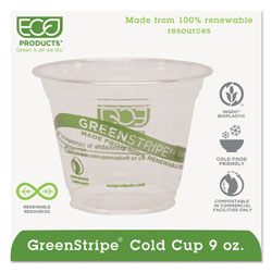 Eco-Products GreenStripe Renewable & Compostable Cold Cups - 9oz., 50/PK, 20 PK/CT (ECOEPCC9SGS)