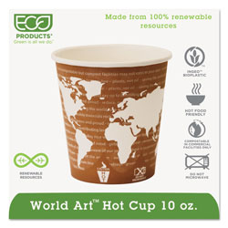 Eco-Products World Art Renewable Compostable Hot Cups, 10 oz., 50/PK, 20 PK/CT